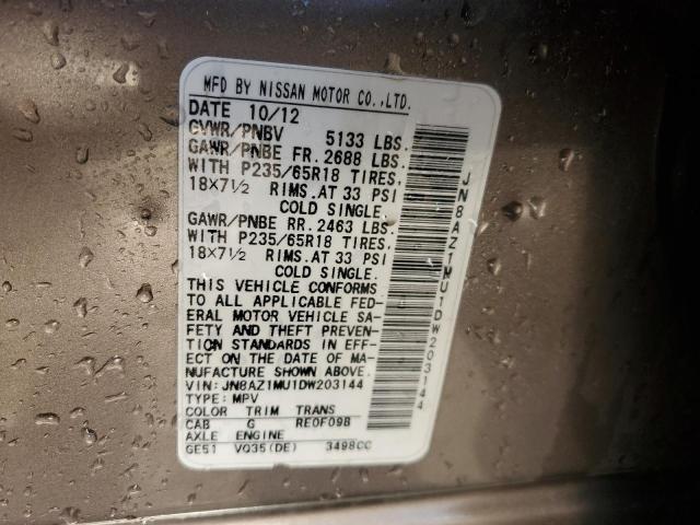 2013 Nissan Murano S VIN: JN8AZ1MU1DW203144 Lot: 75011643