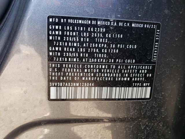 3VV3B7AX3NM129044 Volkswagen Tiguan SE 10