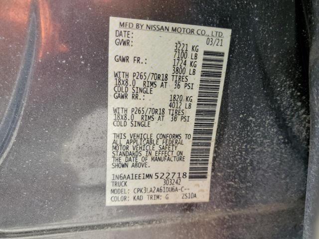1N6AA1EE1MN522718 Nissan TITAN S