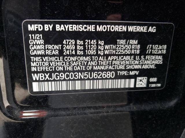 WBXJG9C03N5U62680 | 2022 BMW X1 XDRIVE2