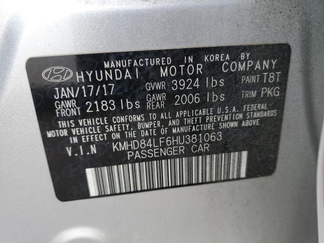 KMHD84LF6HU381063 | 2017 HYUNDAI ELANTRA SE