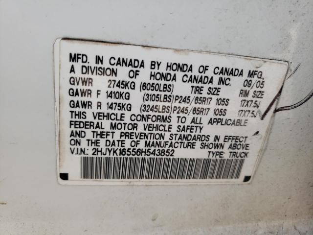 2006 Honda Ridgeline Rtl VIN: 2HJYK16556H543852 Lot: 77269633