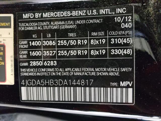 VIN 4JGDA5HB3DA144817 2013 Mercedes-Benz ML-Class, ... no.14