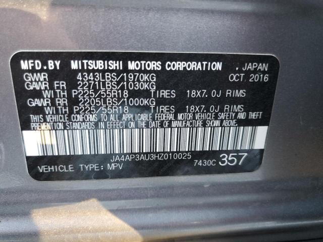 JA4AP3AU3HZ010025 | 2017 MITSUBISHI OUTLANDER