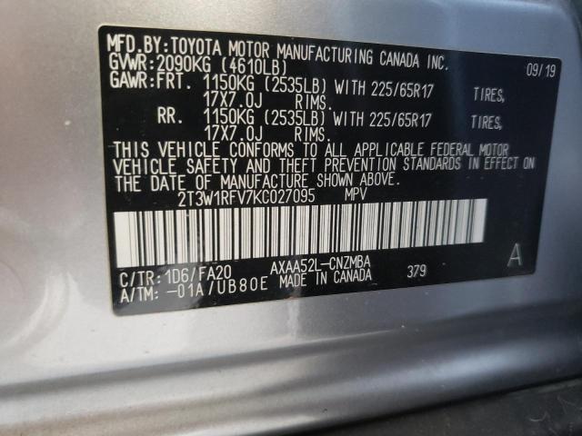 2T3W1RFV7KC027095 | 2019 TOYOTA RAV4 XLE