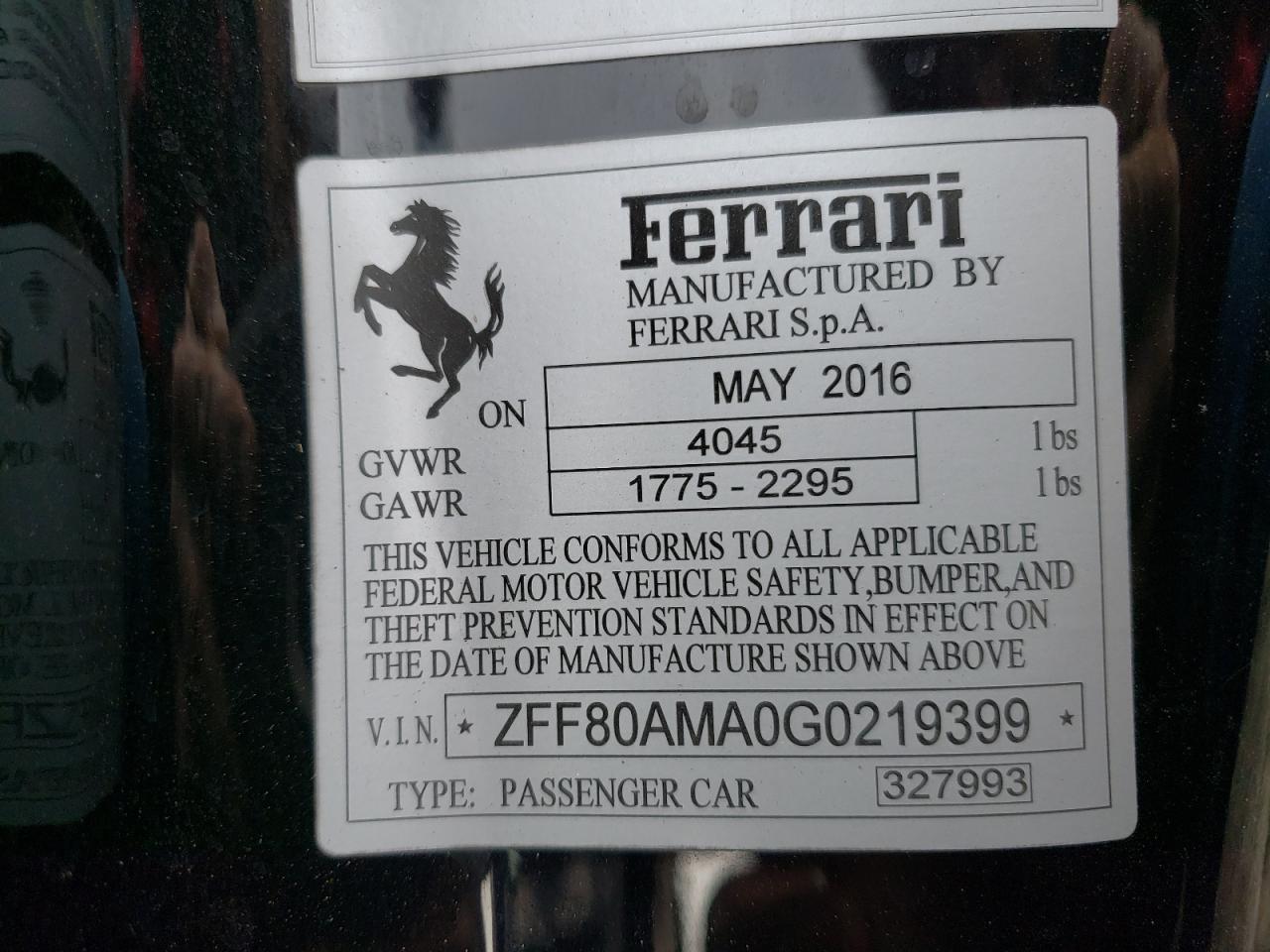 2016 Ferrari 488 Spider vin: ZFF80AMA0G0219399