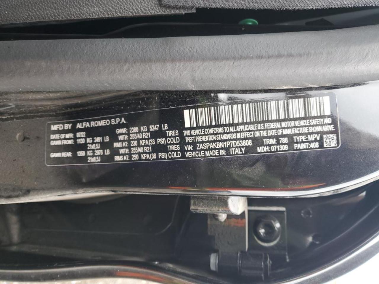 ZASPAKBN1P7D53808 2023 Alfa Romeo Stelvio Ti