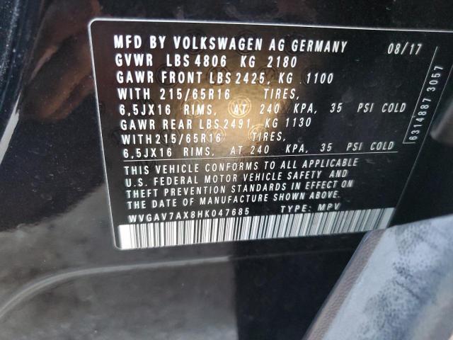 2017 VOLKSWAGEN TIGUAN S - WVGAV7AX8HK047685