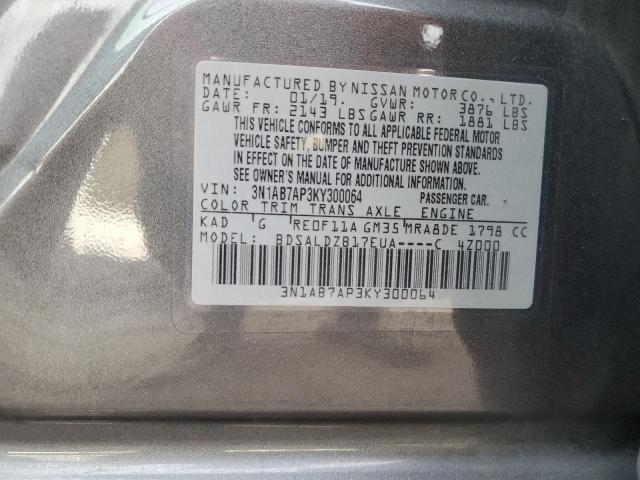 3N1AB7AP3KY300064 | 2019 NISSAN SENTRA S