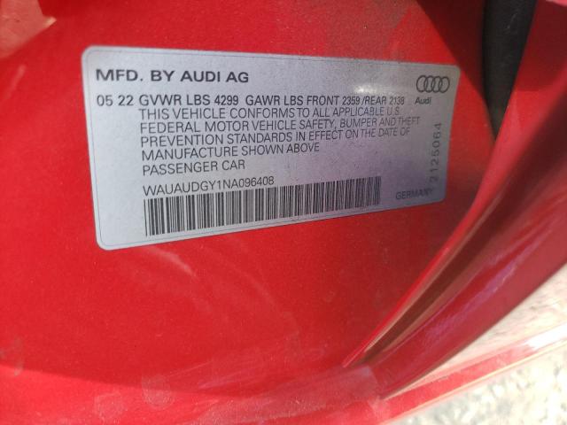 WAUAUDGY1NA096408 Audi A3 PREMIUM 12