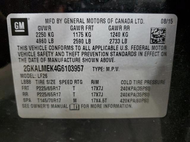 2GKALMEK4G6103957 | 2016 GMC TERRAIN SL