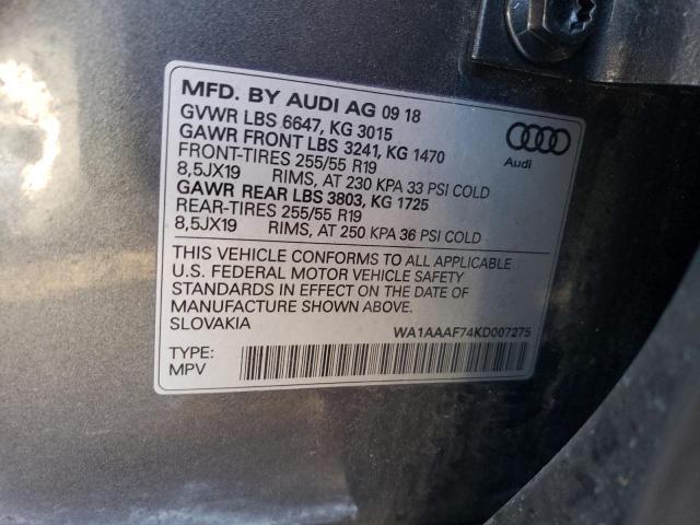 WA1AAAF74KD007275 2019 AUDI Q7, photo no. 14