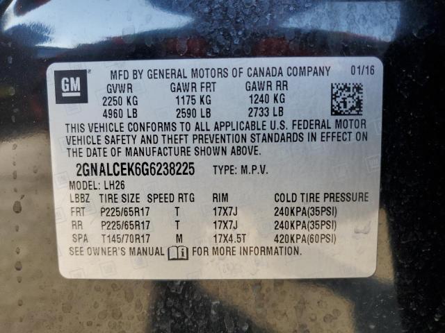 2GNALCEK6G6238225 | 2016 CHEVROLET EQUINOX LT