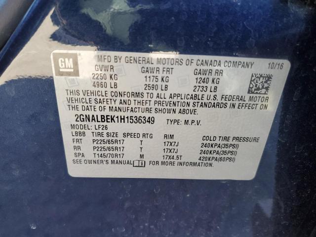 2GNALBEK1H1536349 | 2017 CHEVROLET EQUINOX LS