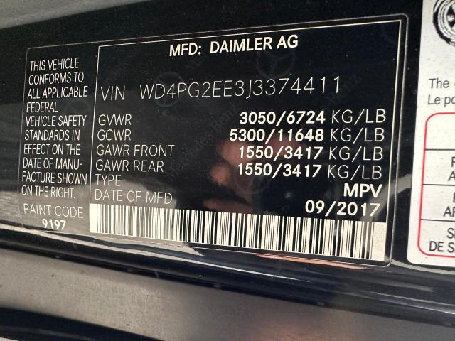 WD4PG2EE3J3374411 | 2018 MERCEDES-BENZ METRIS