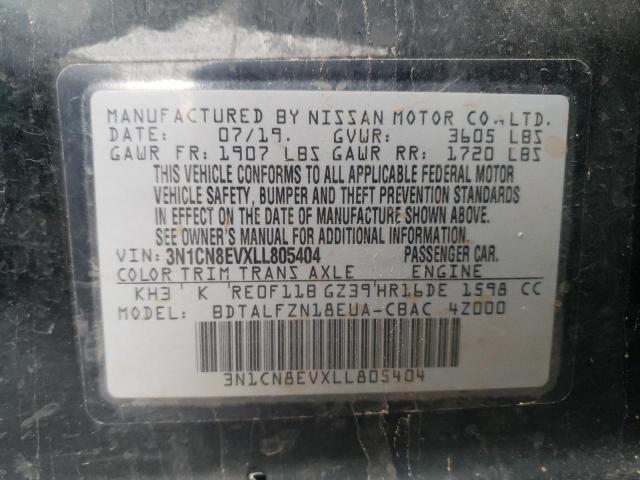 3N1CN8EVXLL805404 | 2020 NISSAN VERSA SV