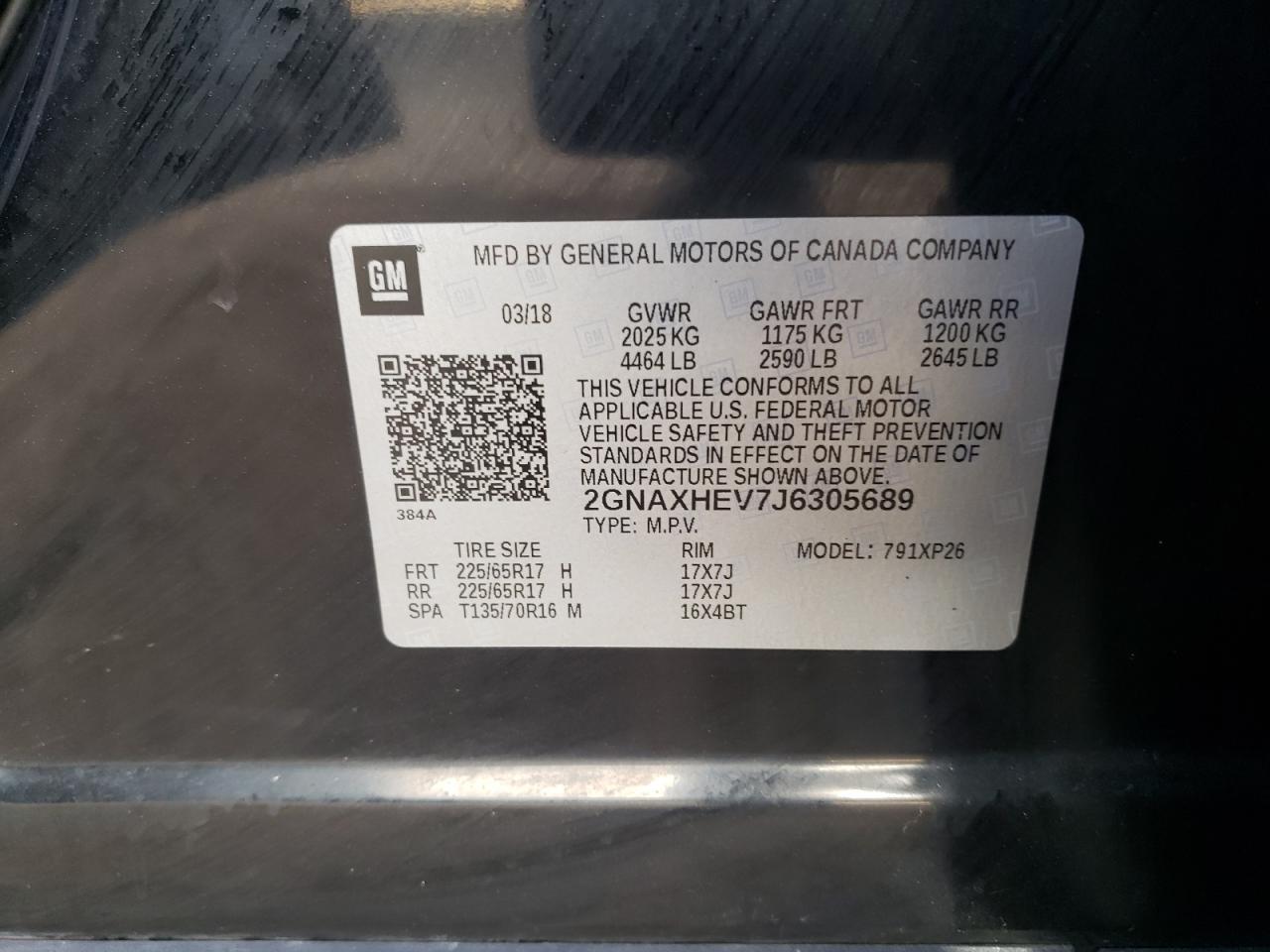 2GNAXHEV7J6305689 2018 Chevrolet Equinox Ls