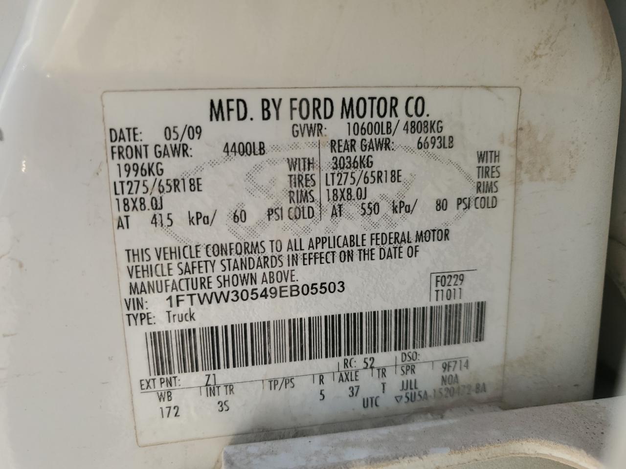 1FTWW30549EB05503 2009 Ford F350 Super Duty 1FTWW30549EB05503 2009 Ford F350 Super Duty