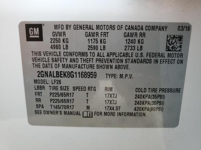 2GNALBEK8G1168959 | 2016 CHEVROLET EQUINOX LS