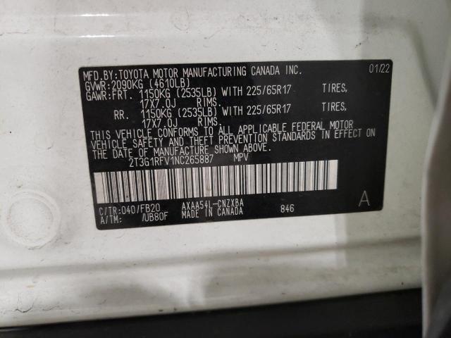 VIN 2T3G1RFV1NC265887 2022 TOYOTA RAV4 no.13