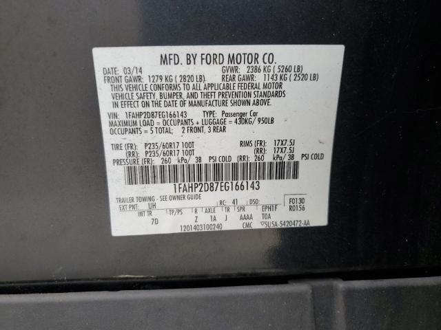 1FAHP2D87EG166143 Ford TAURUS SE