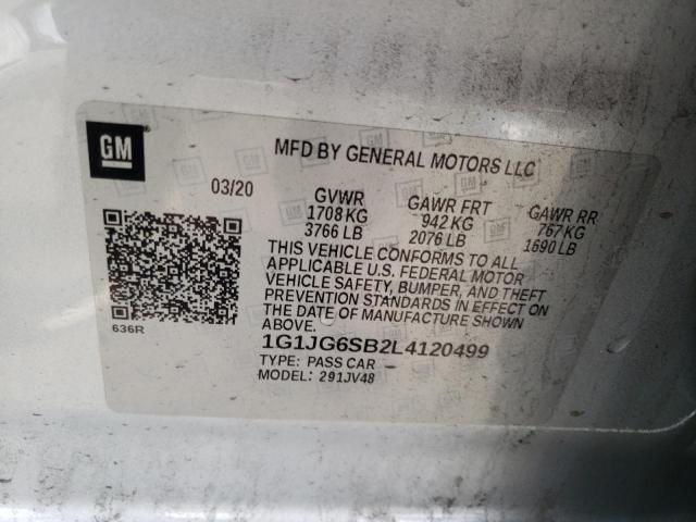 2022 Chevrolet Sonic VIN: 1G1JG6SB2L4120499 Lot: 77752833