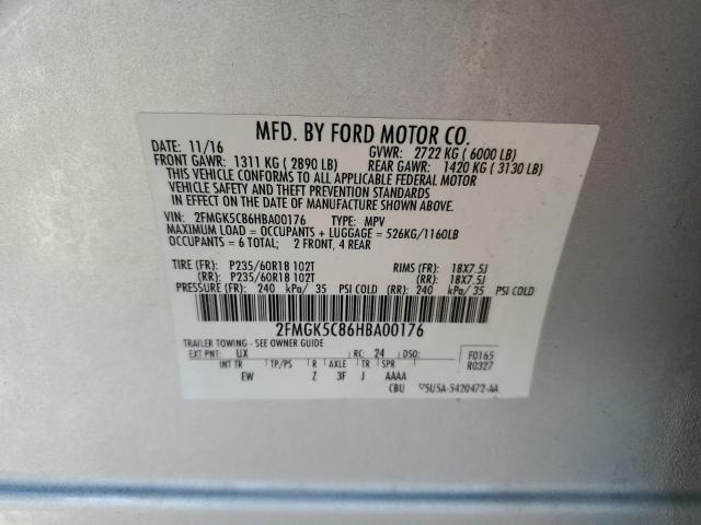 2FMGK5C86HBA00176 | 2017 Ford flex sel