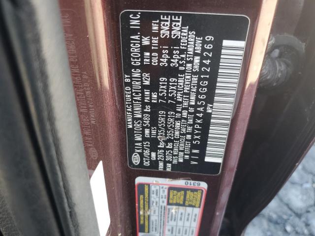 5XYPK4A56GG124269 KIA SORENTO SX