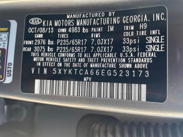 5XYKTCA66EG523173 KIA SORENTO LX