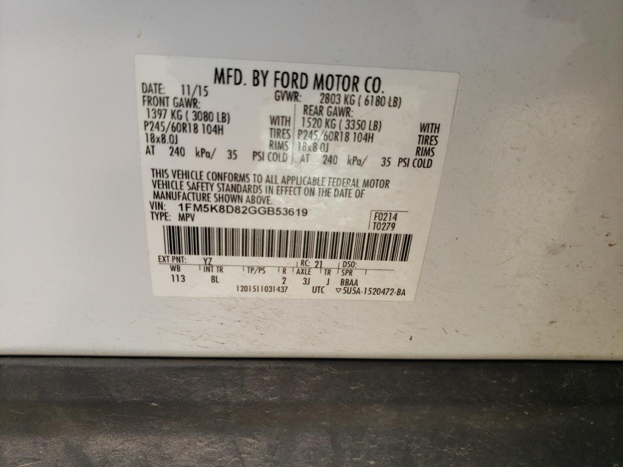 1FM5K8D82GGB53619 2016 Ford Explorer Xlt 1FM5K8D82GGB53619 2016 Ford Explorer Xlt