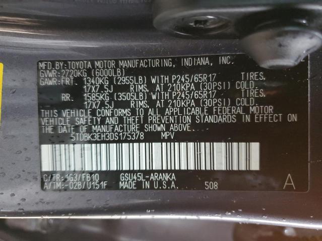 VIN 5TDBK3EH3DS175378 2013 Toyota Highlander, Base no.13