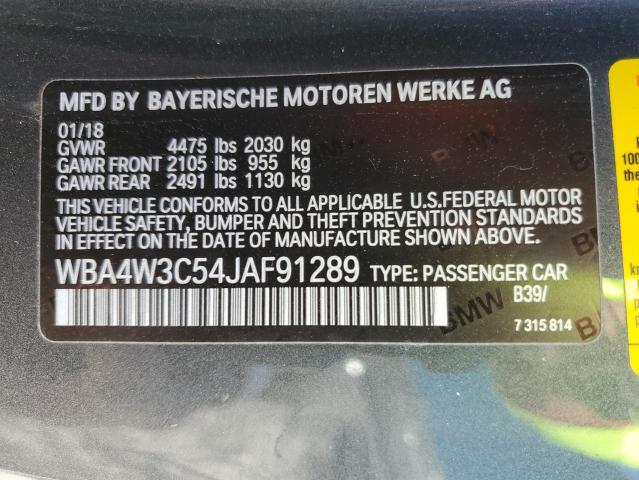 VIN WBA4W3C54JAF91289 2018 BMW 4 Series, 430I no.13