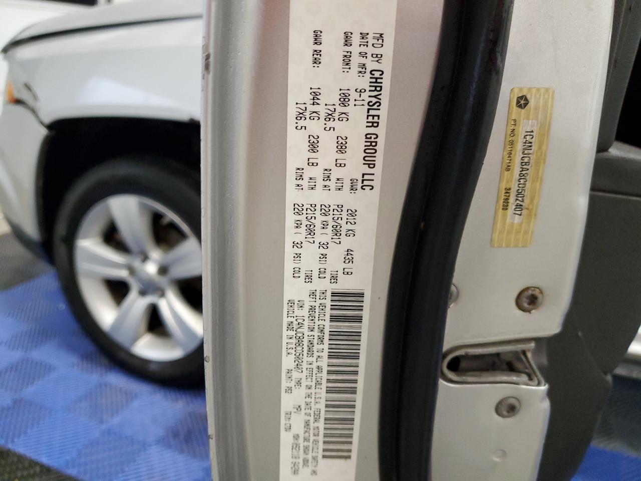 1C4NJCBA8CD502407 2012 Jeep Compass Sport