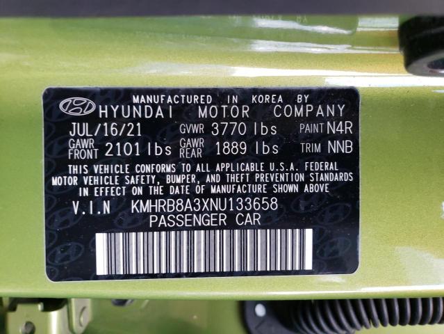 KMHRB8A3XNU133658 | 2022 HYUNDAI VENUE SE