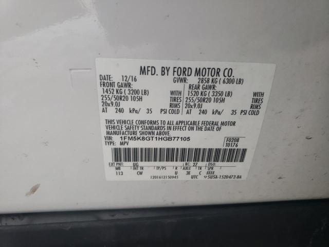 2017 Ford Explorer Sport VIN: 1FM5K8GT1HGB77105 Lot: 78248413