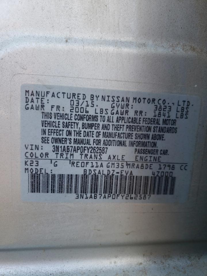 3N1AB7AP0FY262587 2015 Nissan Sentra S