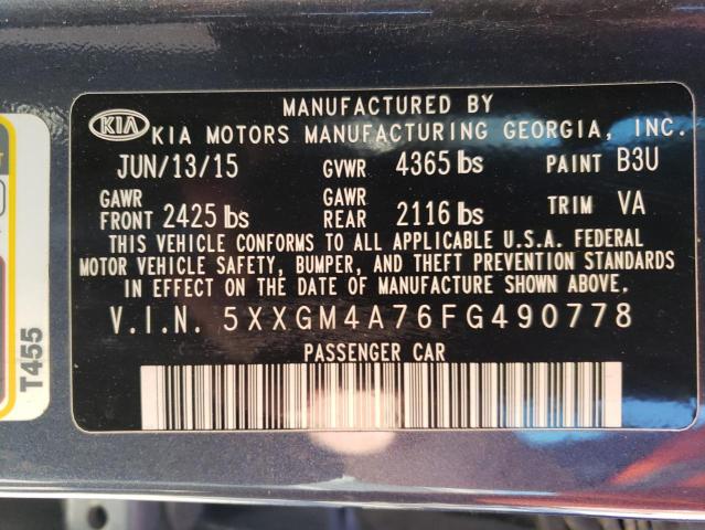 5XXGM4A76FG490778 | 2015 KIA OPTIMA LX