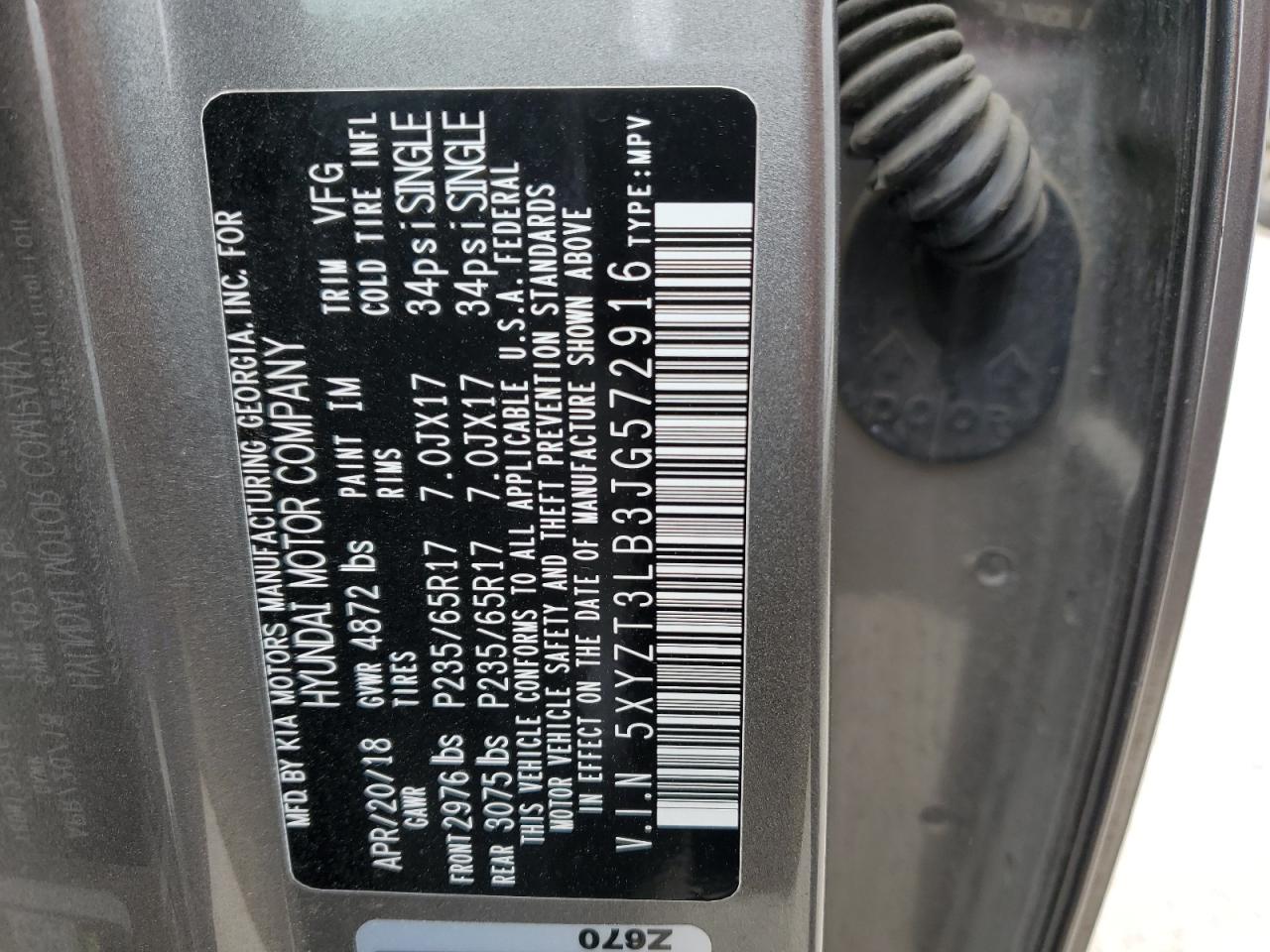 5XYZT3LB3JG572916 2018 Hyundai Santa Fe Sport