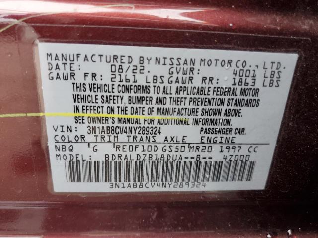 3N1AB8CV4NY289324 | 2022 NISSAN SENTRA SV