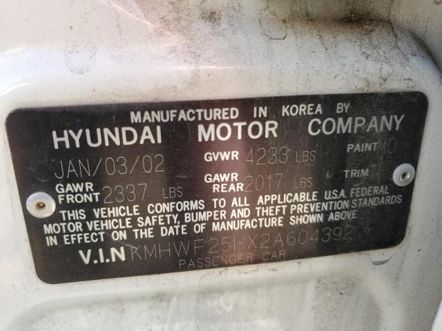 KMHWF25HX2A604392 | 2002 Hyundai sonata gl