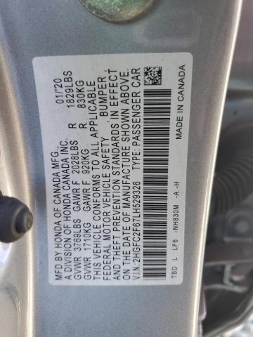 2HGFC2F67LH529326 | 2020 HONDA CIVIC LX