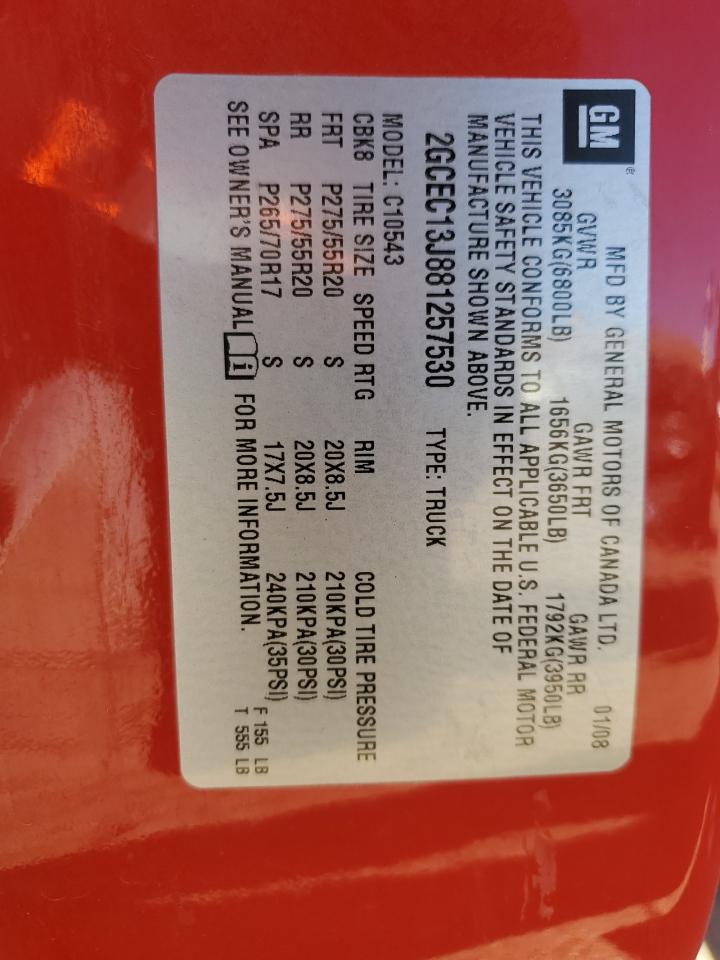 2GCEC13J881257530 2008 Chevrolet Silverado C1500 2GCEC13J881257530 2008 Chevrolet Silverado C1500