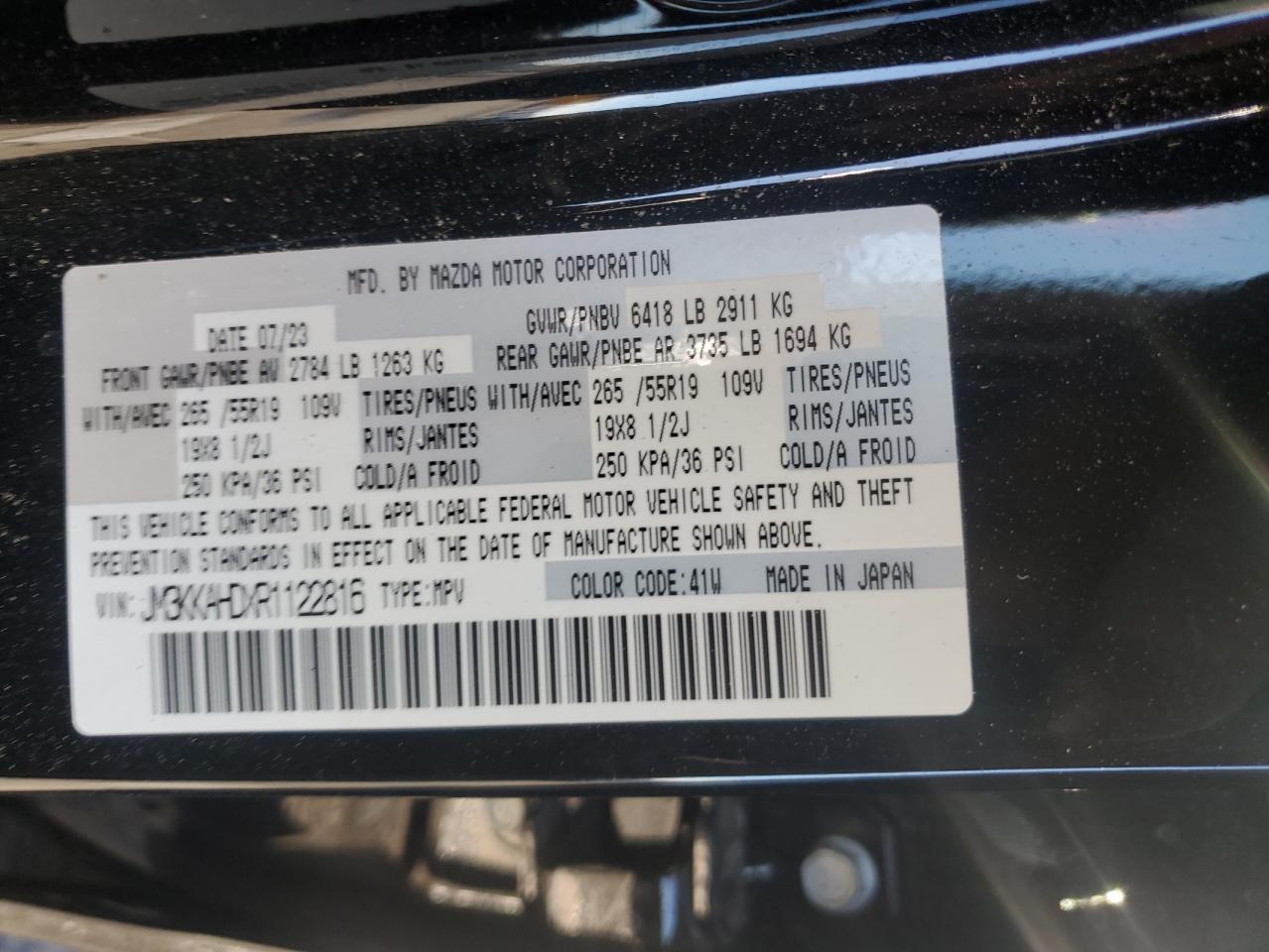 JM3KKAHDXR1122816 2024 Mazda Cx-90 Select