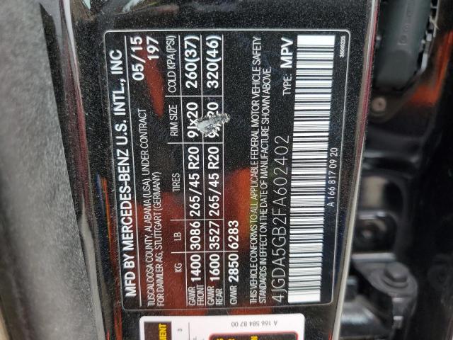 VIN 4JGDA5GB2FA602402 2015 Mercedes-Benz ML-Class, ... no.13