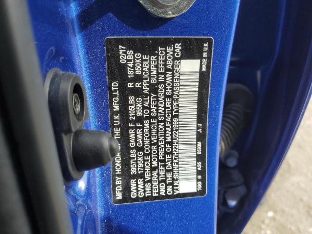 SHHFK7H22HU221999 Honda Civic Lx