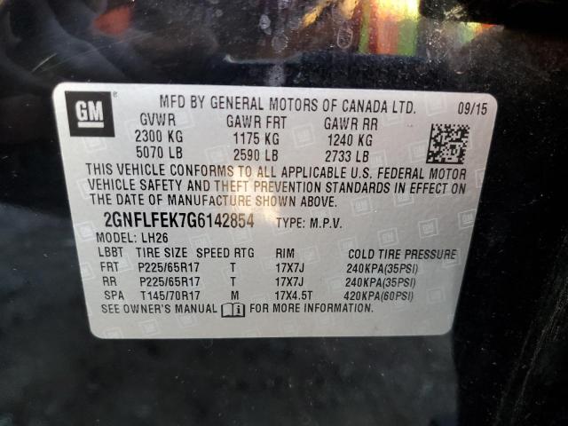 2016 CHEVROLET EQUINOX LT 2GNFLFEK7G6142854  44104344