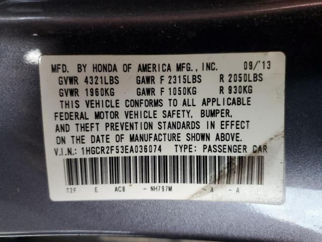 1HGCR2F53EA036074 | 2014 HONDA ACCORD SPO