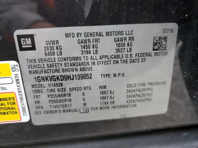 1GNKVGKD9HJ139852 Chevrolet Traverse Lt