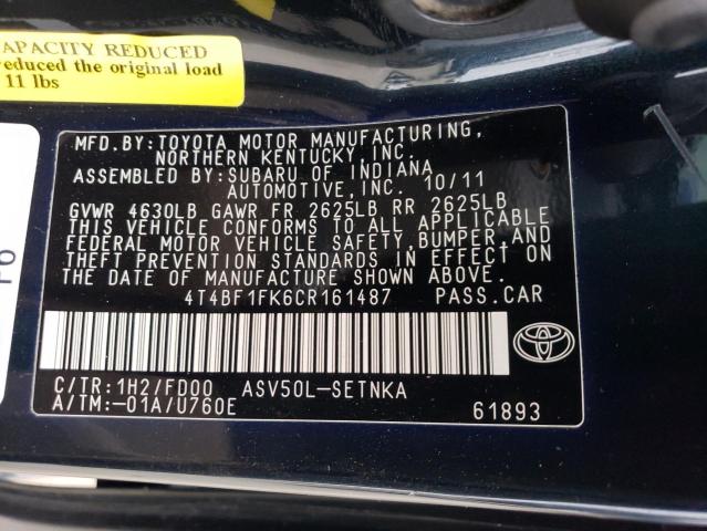 2012 TOYOTA CAMRY BASE Photos | TX - DALLAS SOUTH - Repairable Salvage ...