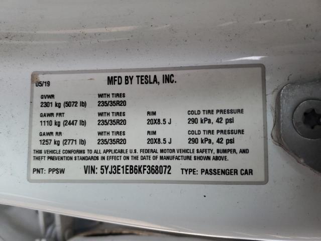 VIN 5YJ3E1EB6KF368072 2019 Tesla MODEL 3 no.12